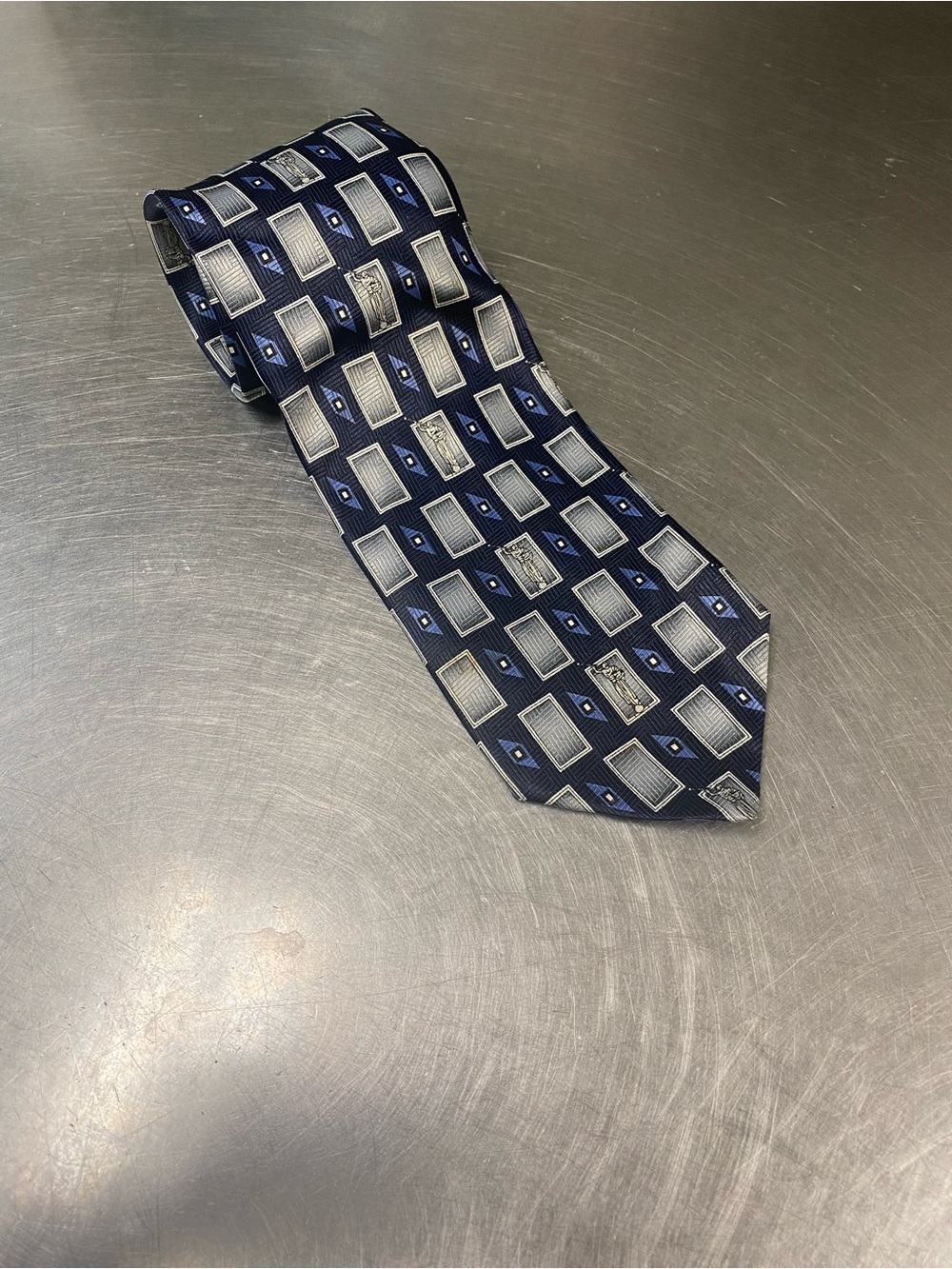 Johnson Brothers Navy Geometric Pattern Tie